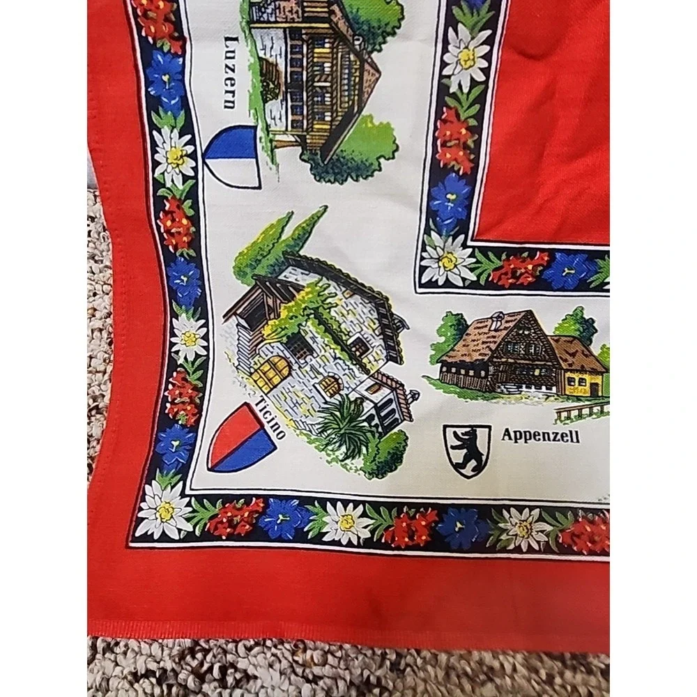 Vintage Small Table Cloth/Scarf Swiss Mountain‎ Towns